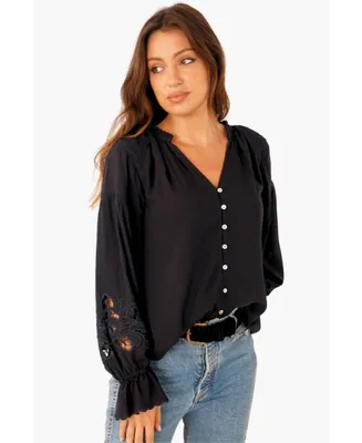 Paneros Clothing Women's Long Sleeve Embroidered Stevie Blouse
