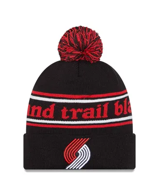 Men's New Era Black Portland Trail Blazers Marquee Cuffed Knit Hat with Pom