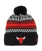 Girls Youth New Era Black Chicago Bulls Cozy Cuffed Knit Hat with Pom