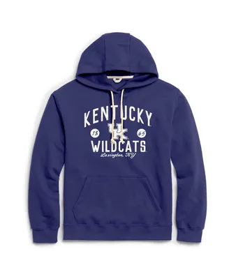 Men's League Collegiate Wear Royal Distressed Kentucky Wildcats Bendy Arch Essential Pullover Hoodie