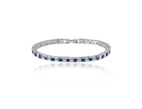 Princess Cut Tennis Bracelet with White Diamond and Sapphire Cz