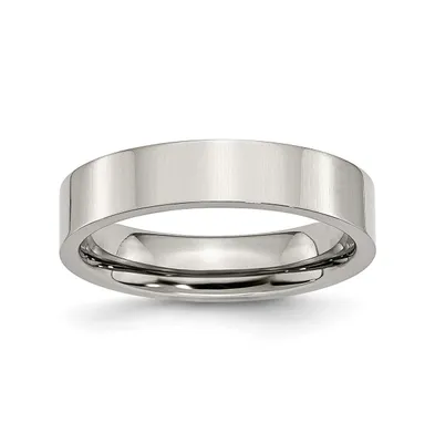 Chisel Stainless Steel Polished 5mm Flat Band Ring