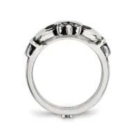 Chisel Stainless Steel Antiqued Claddagh Hinged Ring