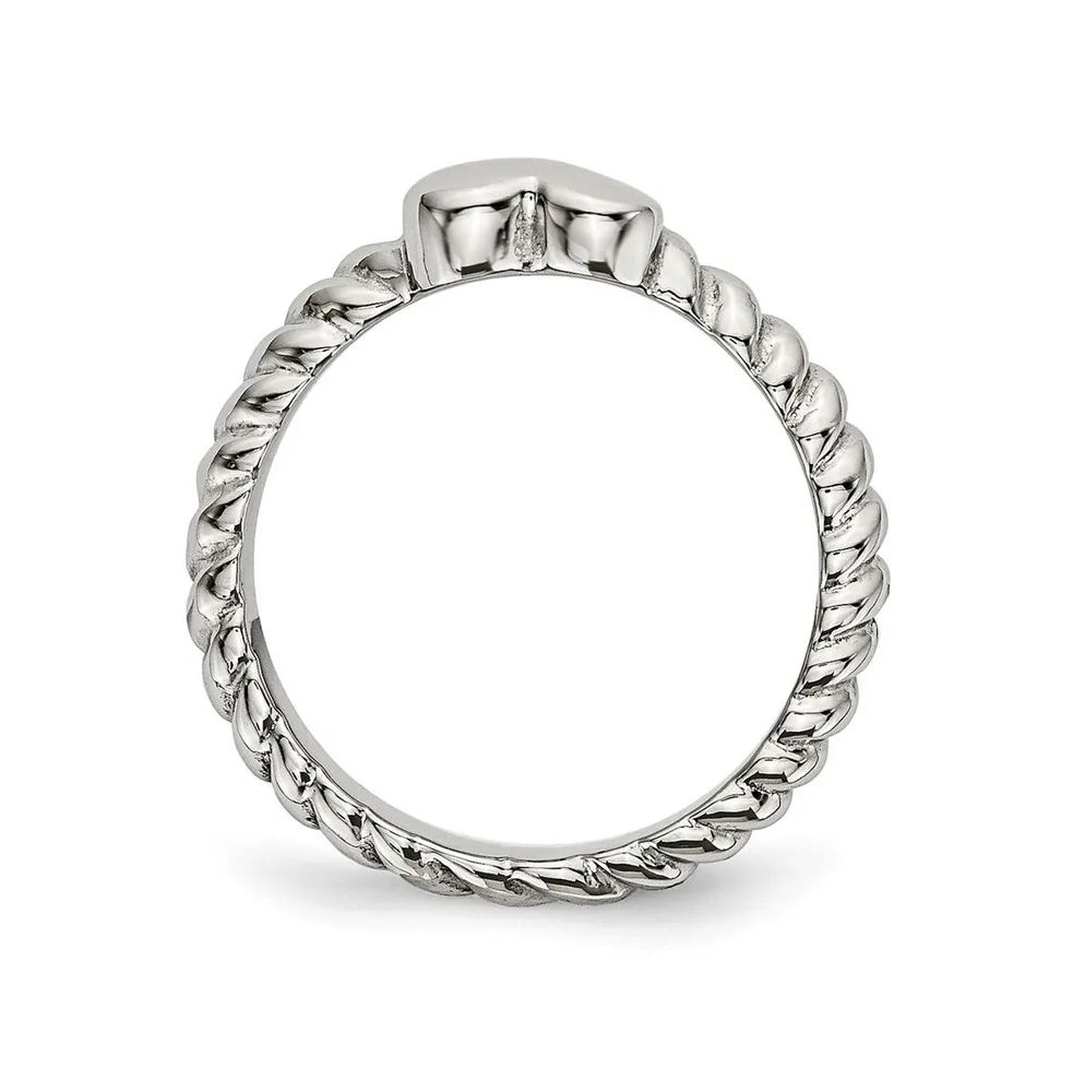 Chisel Stainless Steel Polished Twisted Heart Ring