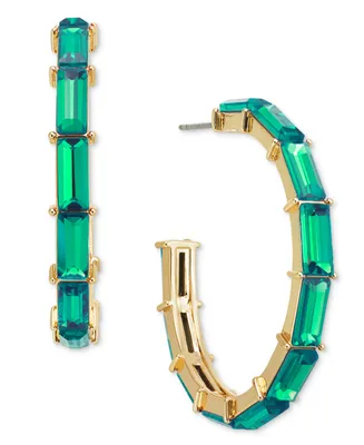 On 34th Medium Baguette Crystal C-Hoop Tennis Earrings, 1.3", Created for Macy's