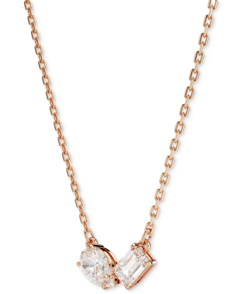 Swarovski Rose Gold-Tone Mesmera Mixed Cuts Bangle Bracelet & Pendant Necklace Set, 15" + 2-3/4" extender