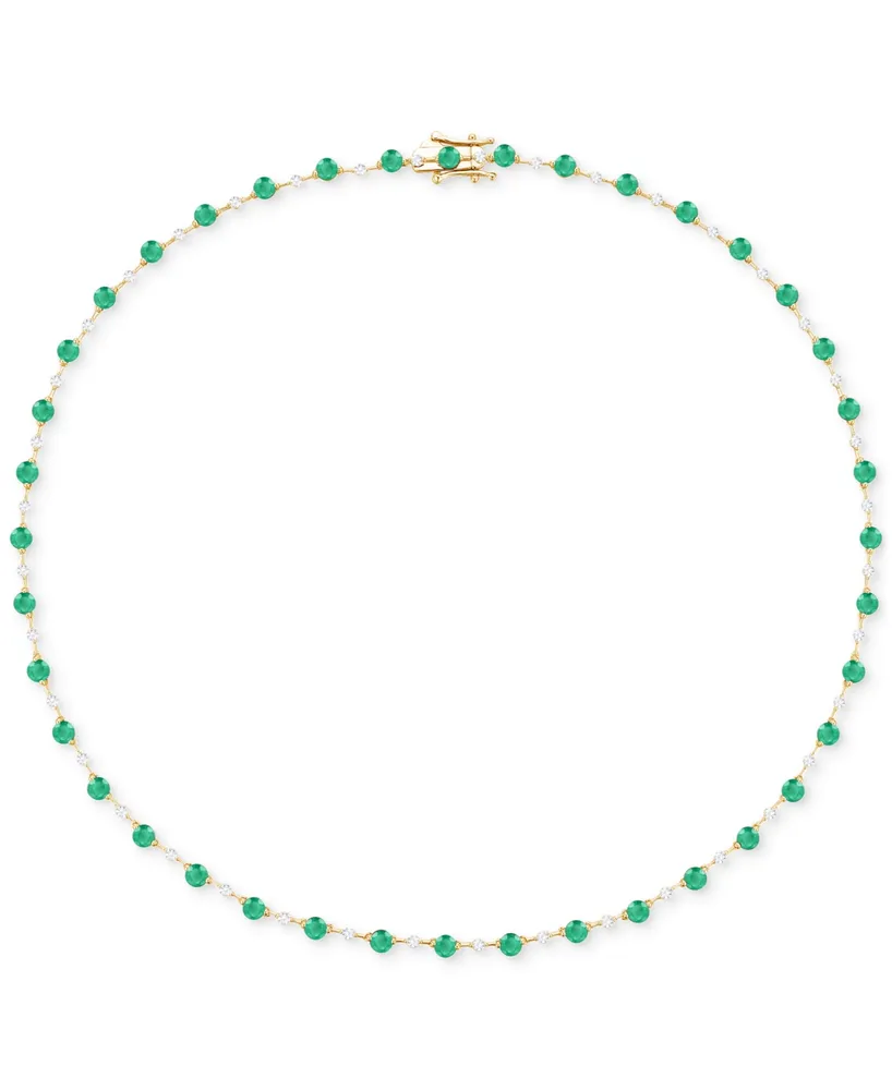 Emerald (5-3/8 ct. t.w.) & Diamond (1-1/6 All Around 17" Collar Necklace 14k Gold (Also Ruby Sapphire)