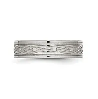 Chisel Stainless Steel Brushed Celtic Laser Etched 6mm Flat Band Ring