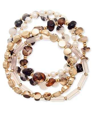 Style & Co Gold-Tone 5-Pc. Set Beaded Stretch Bracelet, Created for Macy's
