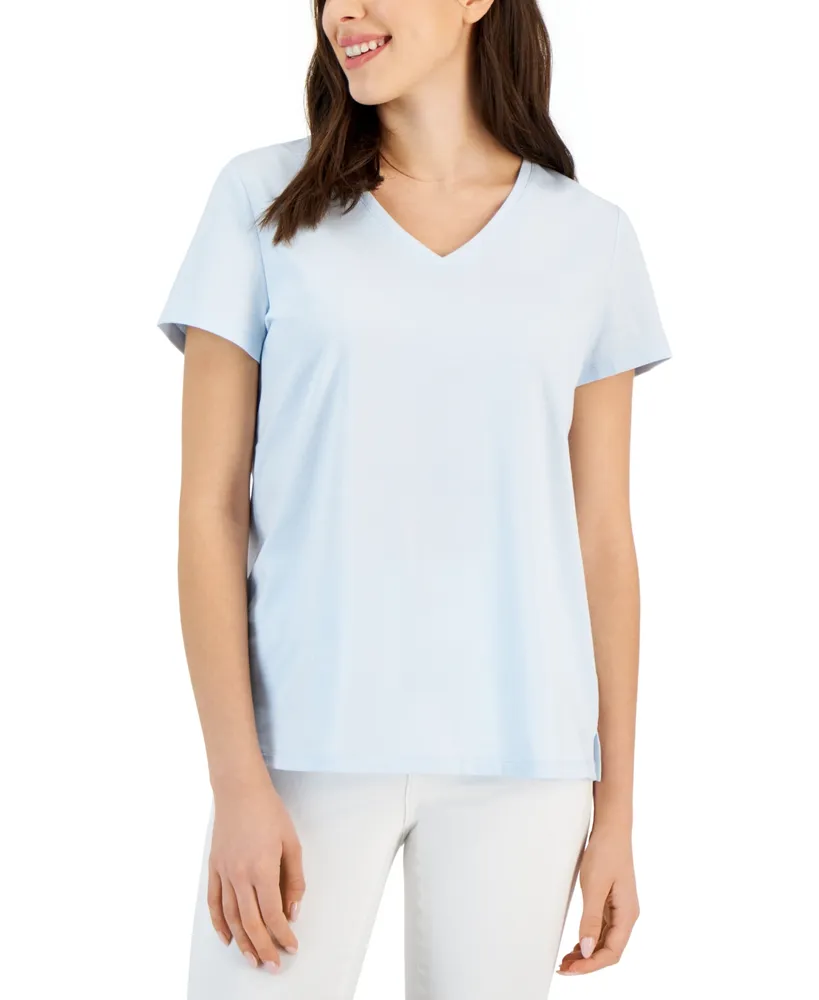 Charter Club Women's Solid V-Neck Short-Sleeve Sleepwear Top, Created for  Macy's