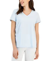 Charter Club Women's Solid V-Neck Short-Sleeve Sleepwear Top