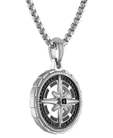 Bulova Stainless Steel Black Diamond Marine Star Pendant Necklace, 24" + 2" extender