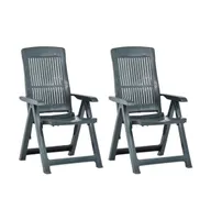 Patio Reclining Chairs 2 pcs Plastic Green