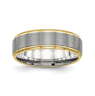 Chisel Stainless Steel Polished Yellow Ip-plated 6mm Grooved Band Ring