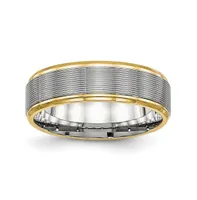 Chisel Stainless Steel Polished Yellow Ip-plated 6mm Grooved Band Ring