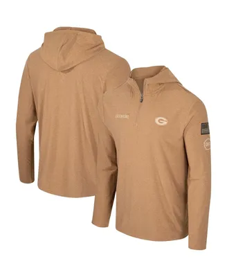 Men's Colosseum Khaki Georgia Bulldogs Oht Military-Inspired Appreciation Cloud Jersey Desert Quarter-Zip Pullover Hoodie