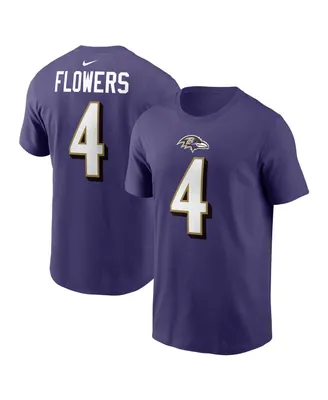 Men's Nike Zay Flowers Purple Baltimore Ravens Player Name and Number T-shirt