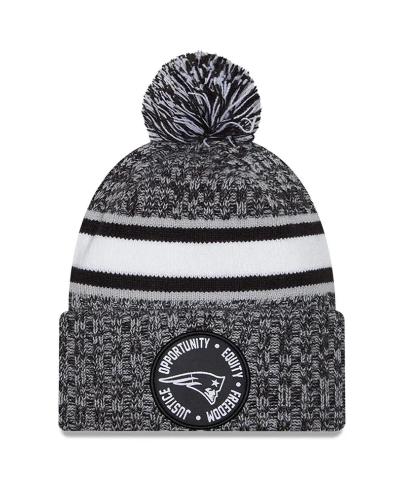 Men's New Era Heather Black New England Patriots 2023 Inspire Change Cuffed Knit Hat with Pom