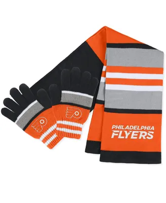 Women's Wear by Erin Andrews Philadelphia Flyers Stripe Glove and Scarf Set