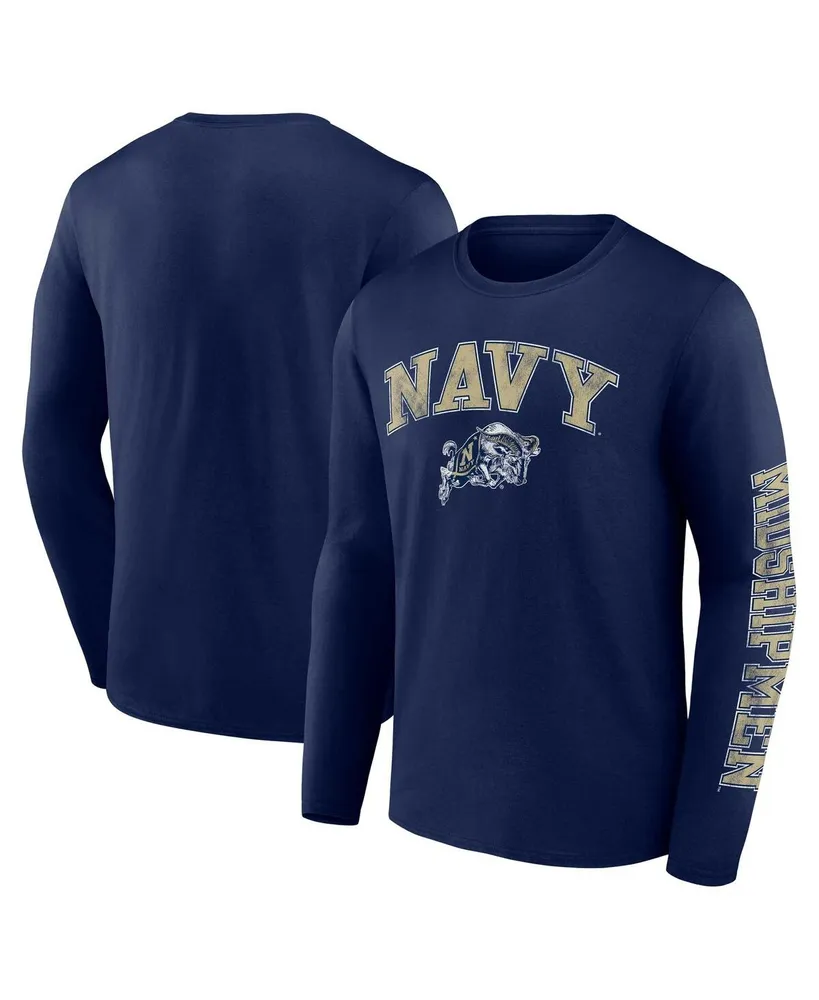 Men's Fanatics Navy Distressed Midshipmen Arch Over Logo Long Sleeve T-shirt
