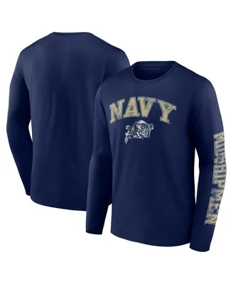 Men's Fanatics Navy Distressed Midshipmen Arch Over Logo Long Sleeve T-shirt