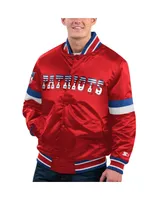 Men's Starter Red Distressed New England Patriots Gridiron Classics Home Game Satin Full-Snap Varsity Jacket