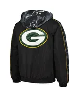 Men's Starter Black Green Bay Packers Thursday Night Gridiron Full-Zip Hoodie Jacket