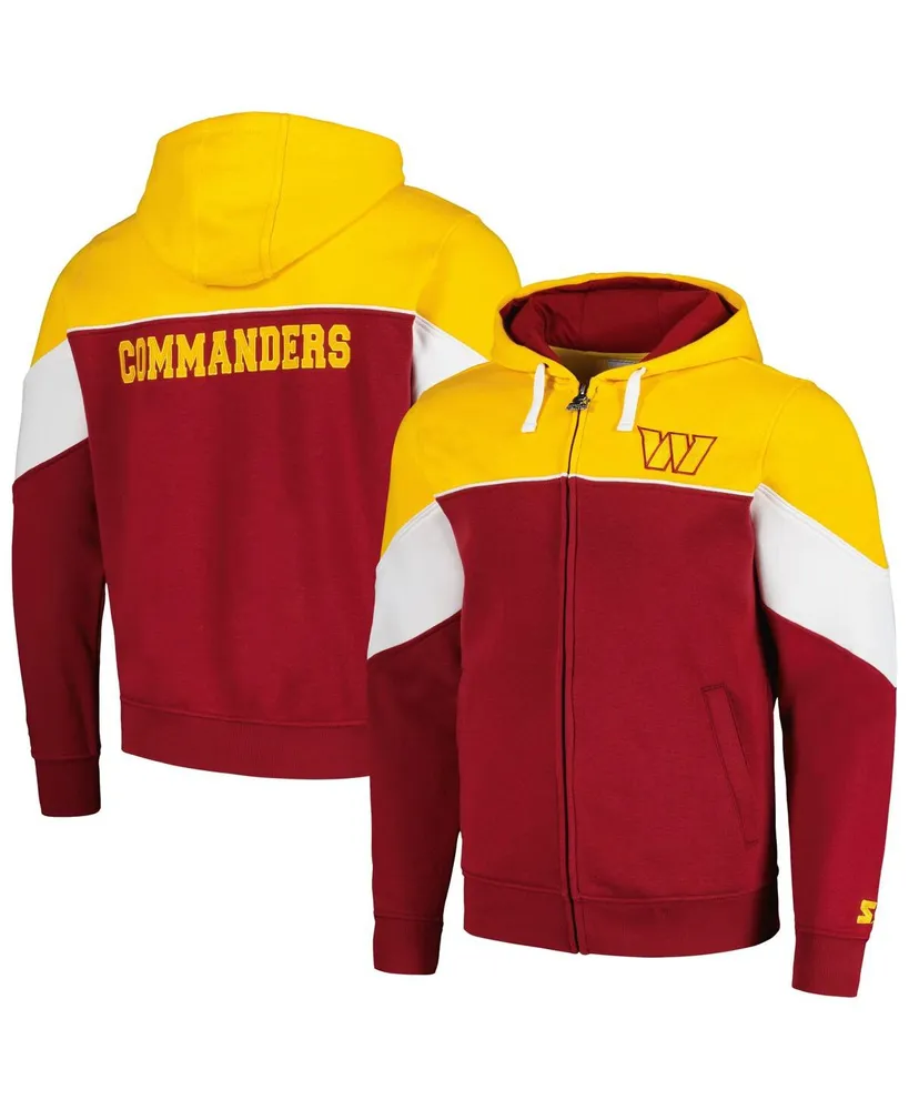 Men's Starter Burgundy, Gold Washington Commanders Running Back Full-Zip Hoodie