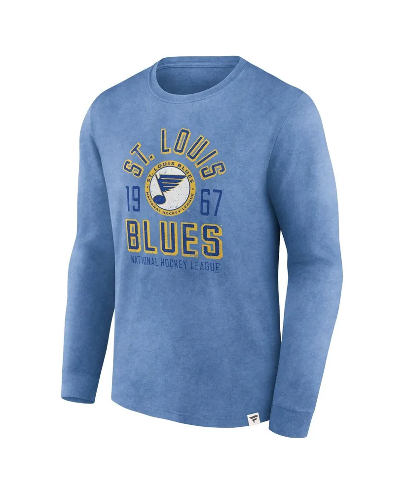 Men's Fanatics Heather Blue Distressed St. Louis Blues Keep The Zone Long Sleeve T-shirt