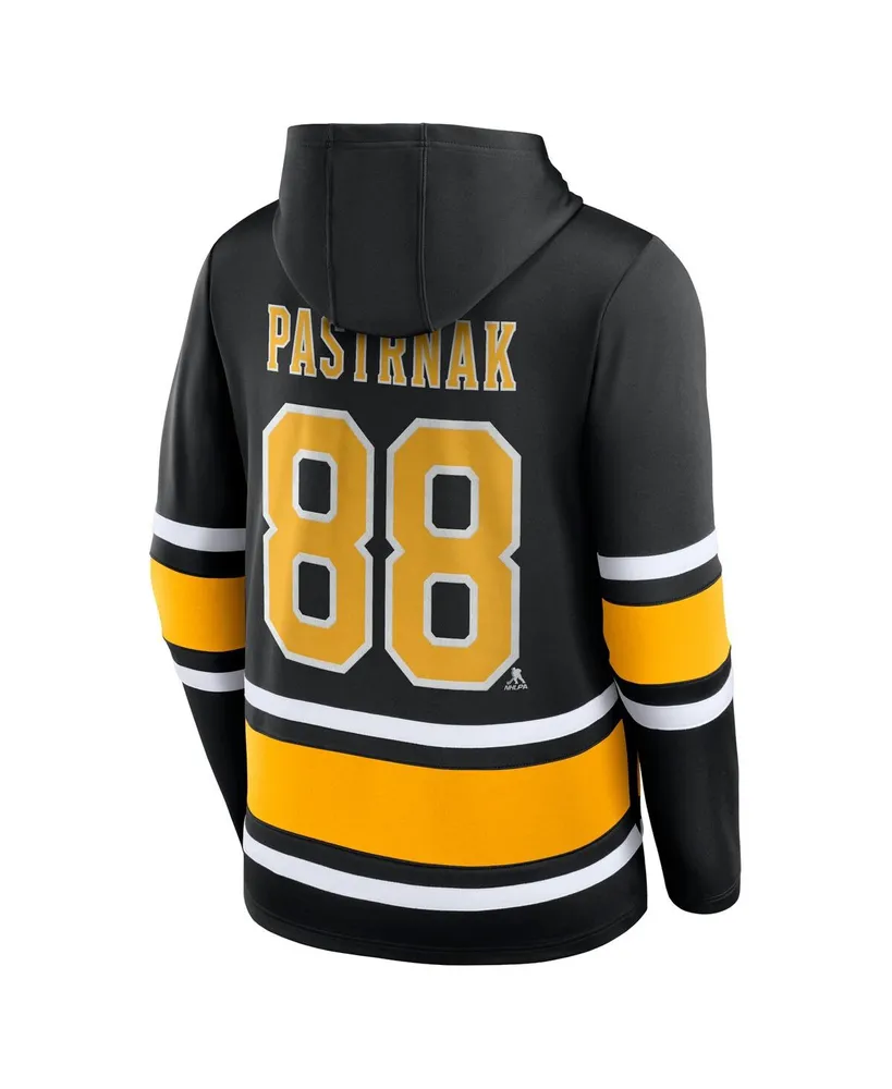 Men's Fanatics David Pastrnak Black Boston Bruins Name and Number Lace-Up Pullover Hoodie