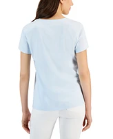 Charter Club Women's Solid V-Neck Short-Sleeve Sleepwear Top