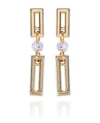 Vince Camuto Gold-Tone Clear Glass Stone Dainty Drop Earrings