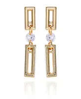 Vince Camuto Gold-Tone Clear Glass Stone Dainty Drop Earrings