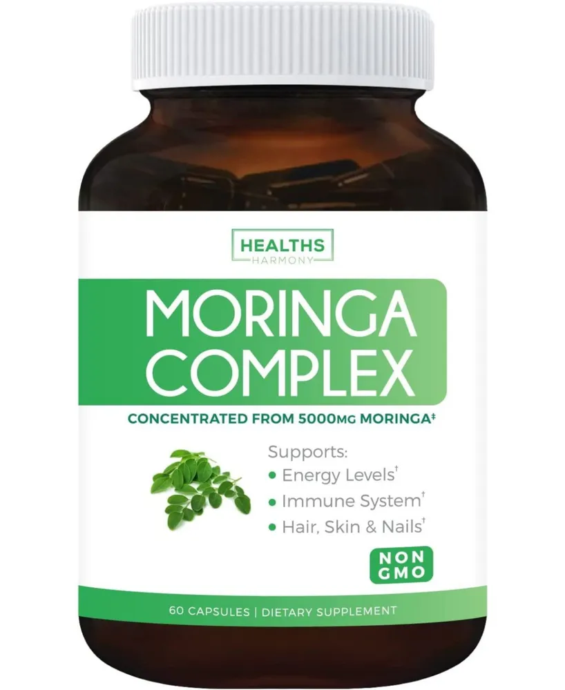 Health's Harmony Moringa Complex Capsules, Advanced Blend of Whole Herb Powder for Harmonized Body and Sharp Mind, Health's Harmony, 60ct