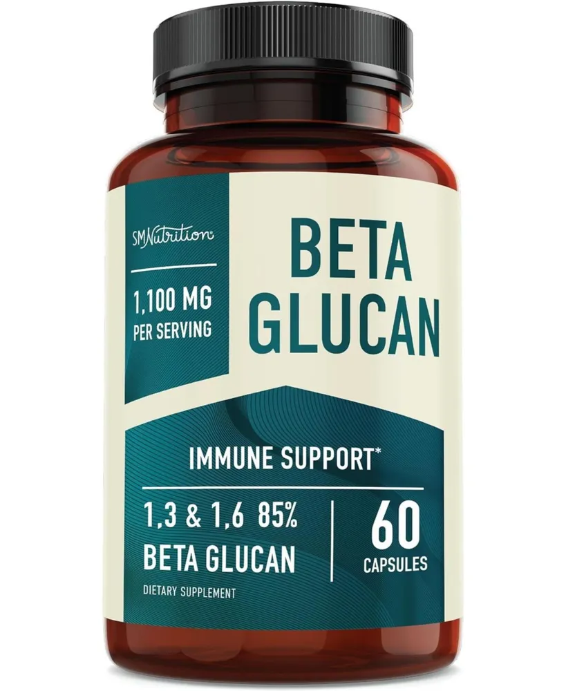 SMNutrition Extra Strength Beta Glucan | 1,100mg, 85% Concentrated | 1,3D & 1,6 Beta Glucans | Immune, Skin, & Gut Health Support Supplements | Over 5