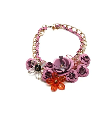 Sohi Women's Pink Roses Cluster Necklace