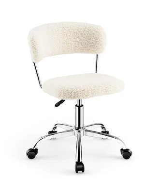 Computer Desk Chair Adjustable Sherpa Office Chair Swivel Vanity Chair