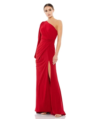 Women's Ieena One Shoulder Puff Sleeve Faux Wrap Gown