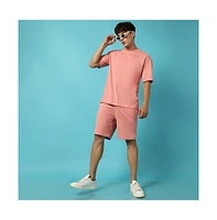 Campus Sutra Men's Oversized Solid Peach Casual Co-Ord Set