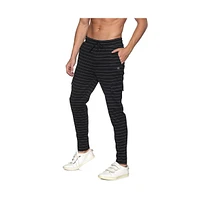 Campus Sutra Men's Black Horizontal Striped Casual Joggers