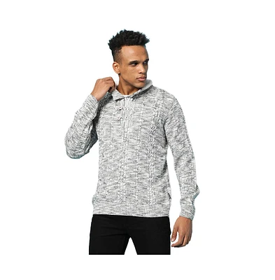 Campus Sutra Men's Grey Heathered Cable Knit Sweater