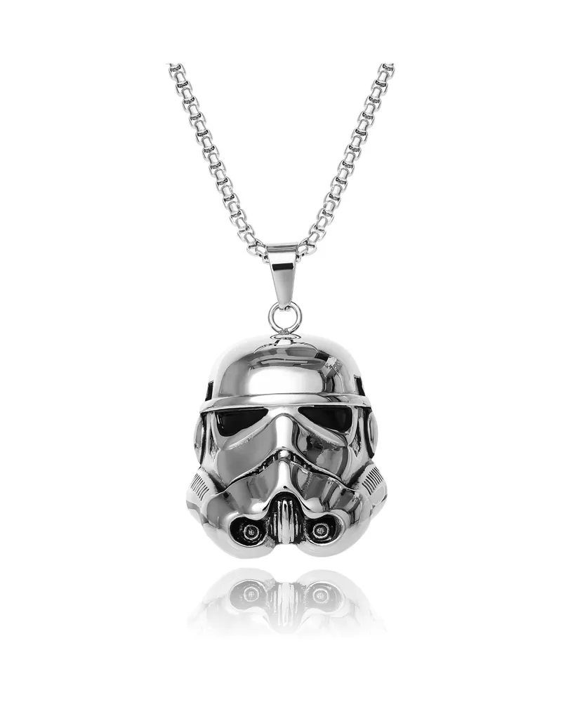 Starwars Star Wars Men's Officially Licensed Storm Trooper Stainless Steel Pendant Necklace, 22" Box Chain