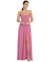 Womens Adjustable Strap Wrap Bodice Maxi Dress with Front Slit