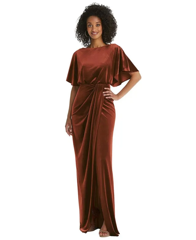 Elisa Long Flutter Sleeve Maxi Dress