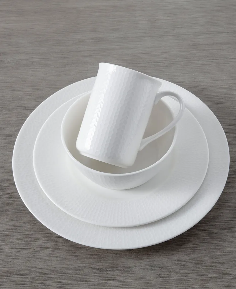 Fortessa Amanda White Embossed 16-Piece Dinnerware Set, Service for 4