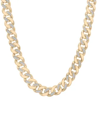 Men's Diamond Cuban Link 24" Chain Necklace (1 ct. t.w.) Sterling Silver or 14k Gold-plated