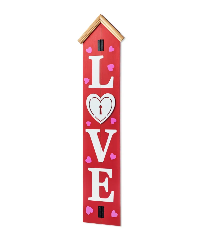 Glitzhome 42" H Valentine's Wooden "Love" House-Shaped Porch Decor