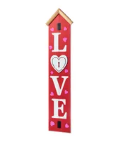 Glitzhome 42" H Valentine's Wooden "Love" House-Shaped Porch Decor