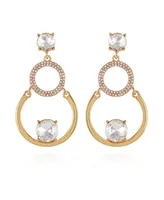 T Tahari Gold-Tone Linear Hoop Drop Earrings