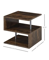 Homcom 20" Modern End Table, Accent Side Table, S-Shaped Coffee Table